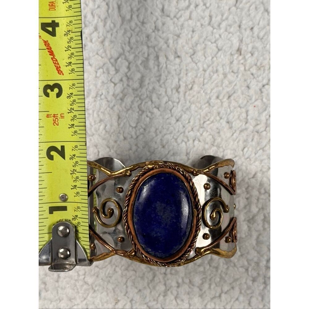 Mixed Metal Lapis Lazuli Cuff Bracelet - Picture 9 of 9